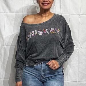 Chaser Gray Floral Whiskey Sweatshirt Sz S NWOT